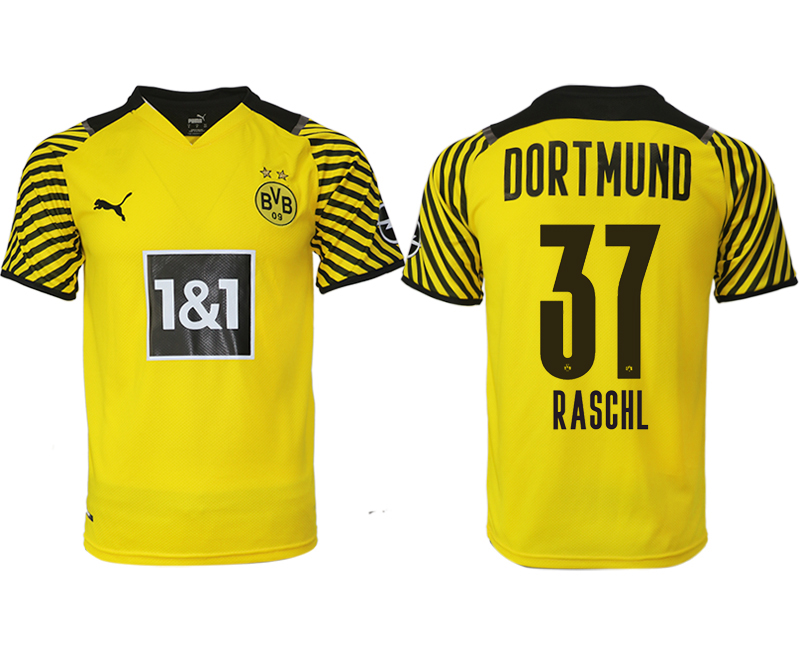 Men 2021-2022 Club Borussia Dortmund home yellow aaa version #37 Soccer Jersey